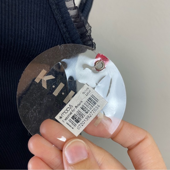 Kikit Vintage Black Silver Beaded Embellished Circles Blouse Top Women Medium - Picture 8 of 8